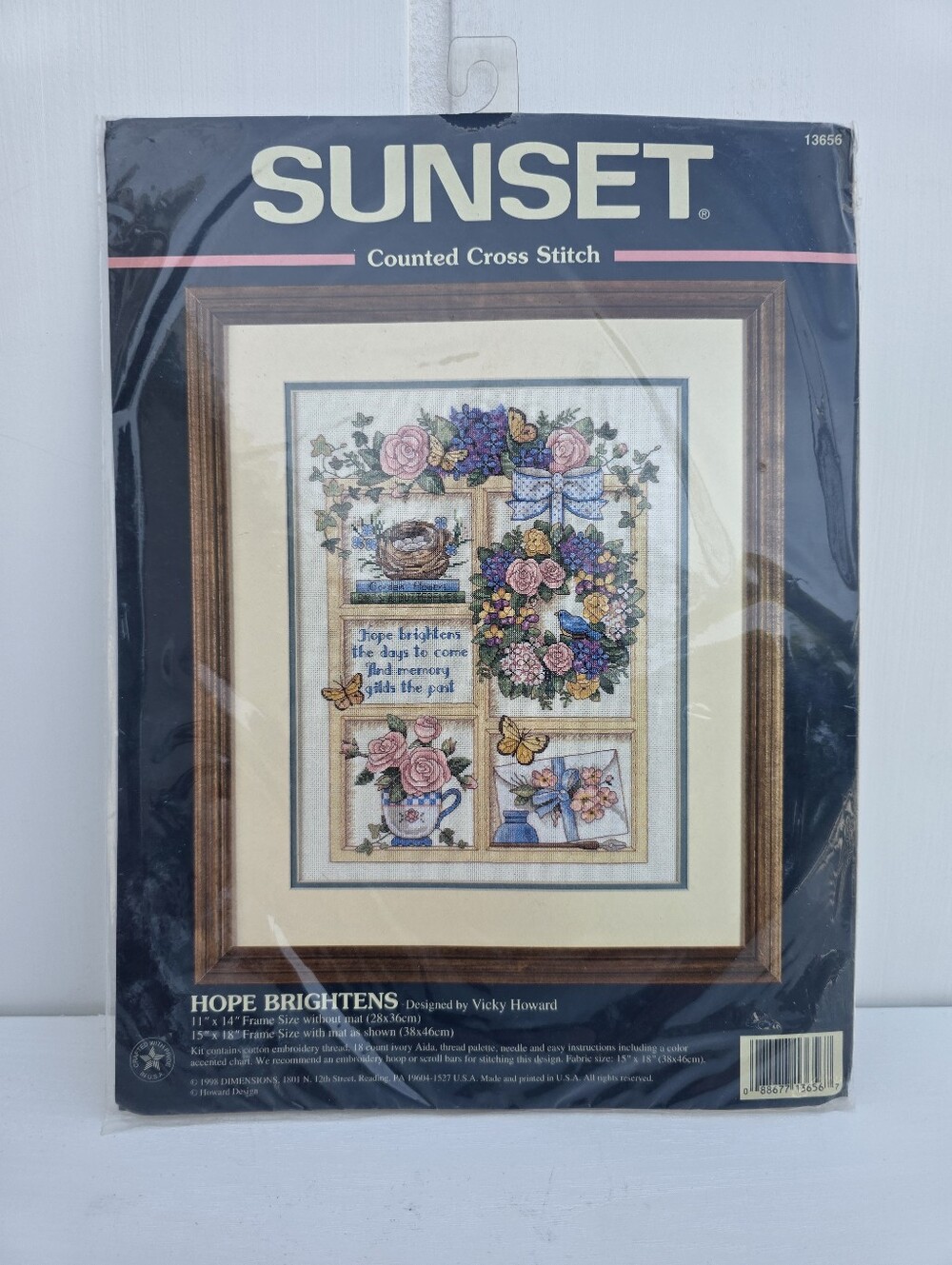 Vintage Sunset Hope Brightens Vicky Howard Counted Cross Stitch Floral NEW